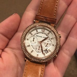 MICHAEL KORS Rose Gold Leather Watch